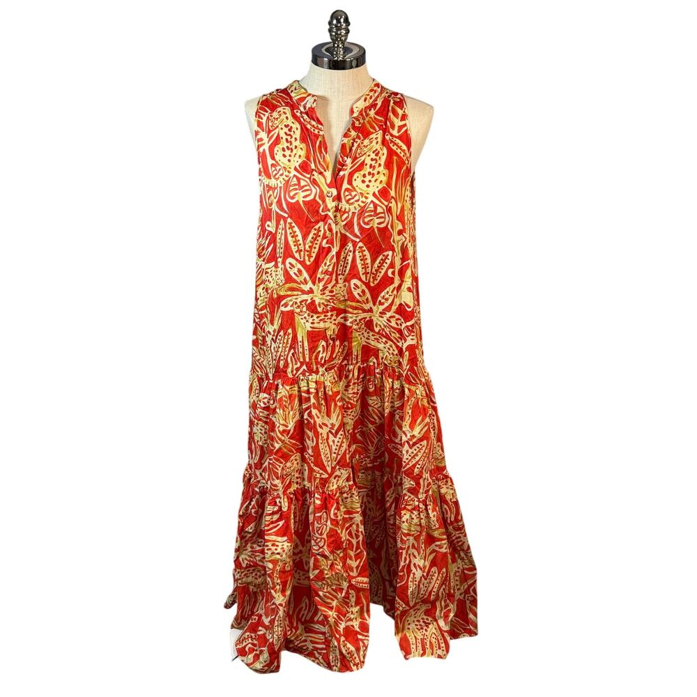 Anthropologie Beatrice .b Tiered Sleeveless Burnt Orange Maxi Dress Size Large - Picture 2 of 4